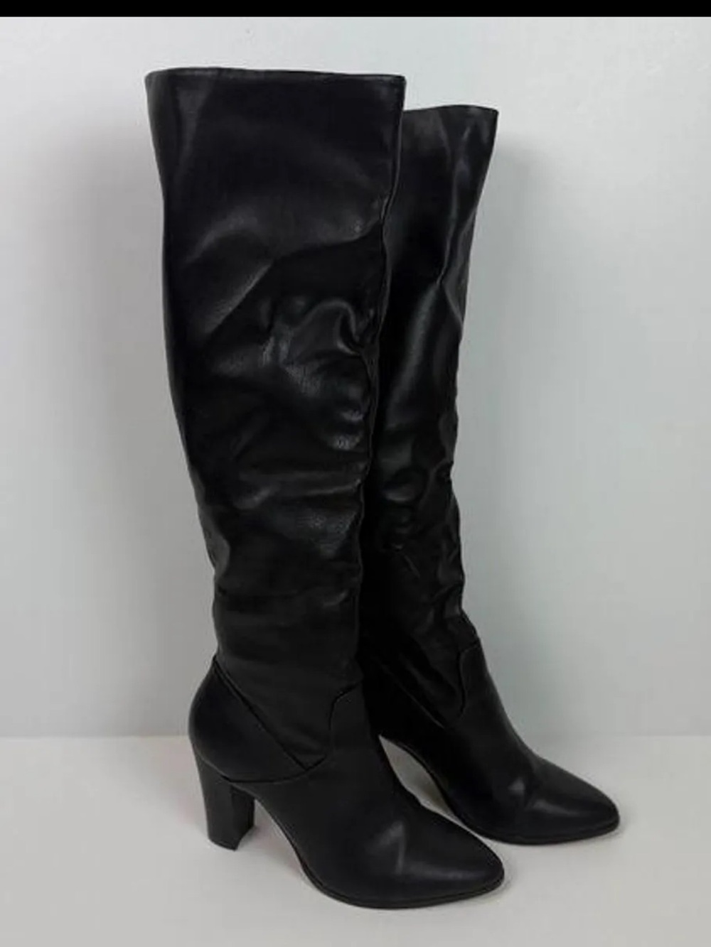 Express Size 9 Stovepipe Knee High Black
Point Toe Slouch Heeled Boots